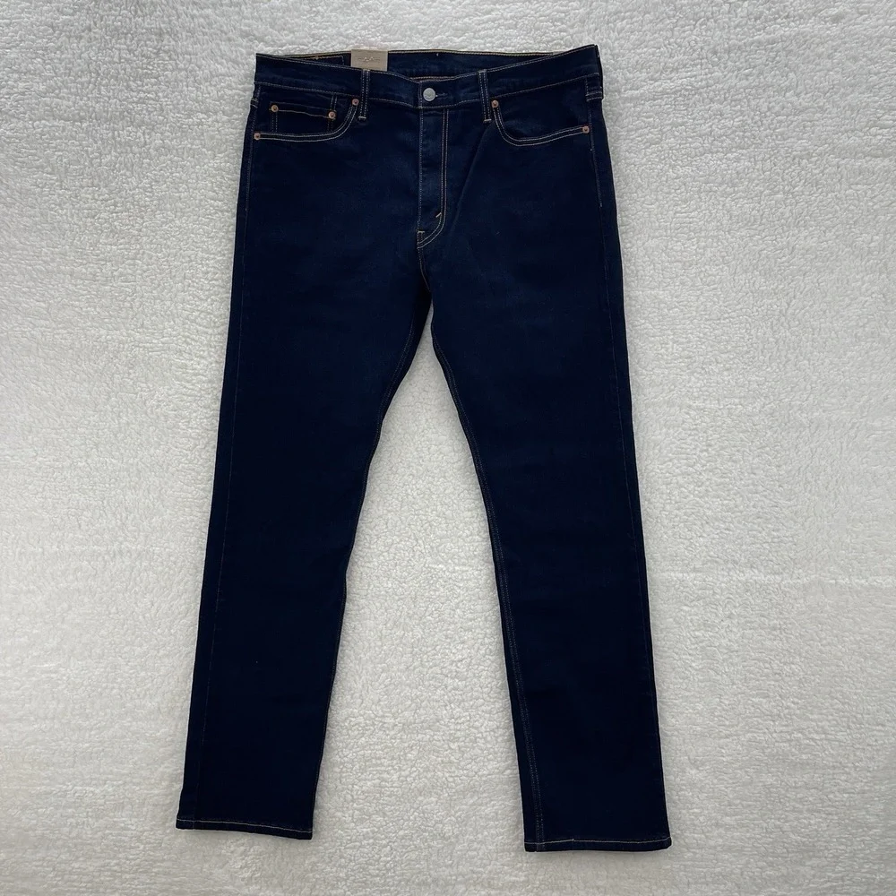 Levis  513 Jeans Mens 36x32 Blue Slim Fit Dark Wash Stretch Denim Preppy NEW
